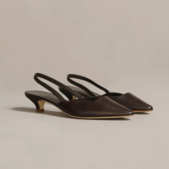 Jenni Kayne Leather Kitten Heel Chocolate Brown Size 36 6 With Box - Picture 1 of 7